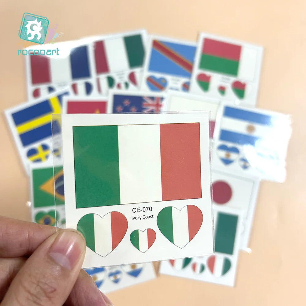 10 feuilles drapeau National tatouage temporaire visage bras hommes femmes faux Tatoo brésil russie amérique allemagne jeux de Football tatouages