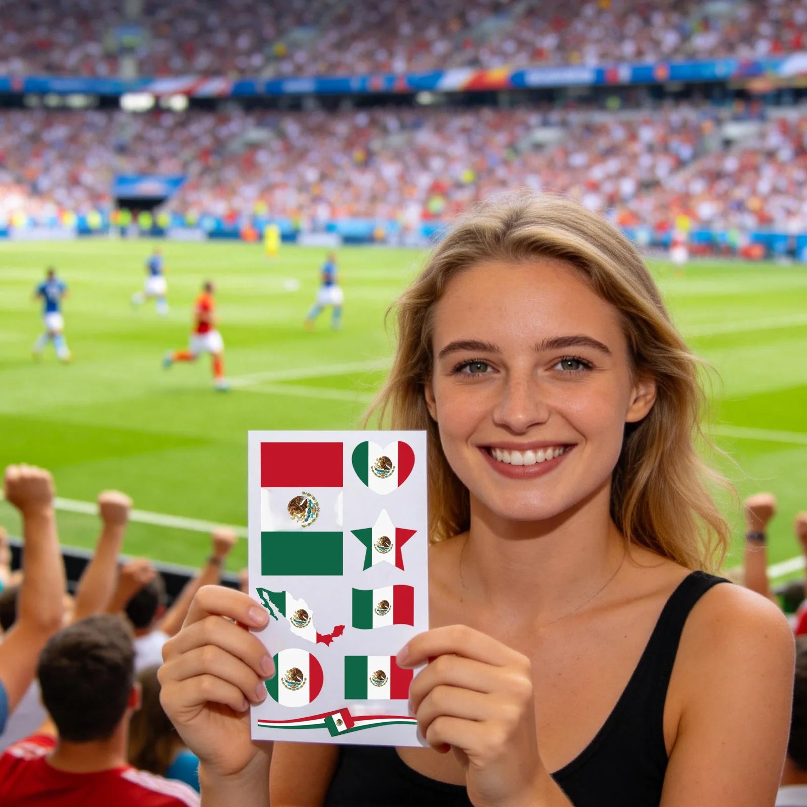 Tatouages/autocollants pour le visage pour les fans de football américain, accessoires de cheering pour événements, tatouage temporaire drapeau national, adapté aux adultes et aux enfants