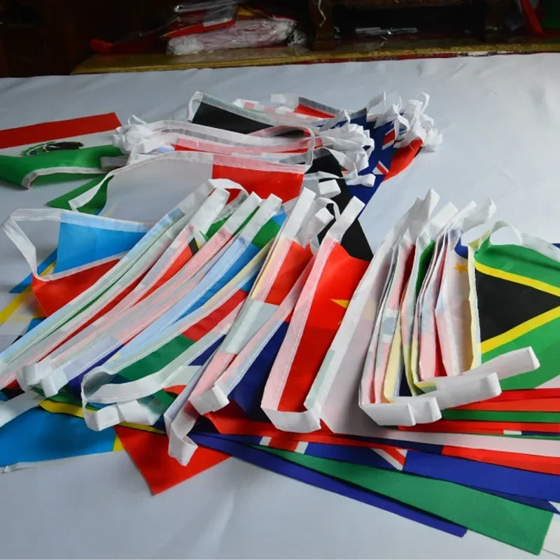 2026 Guirlande de drapeaux nationaux de pays du monde 14x21cm, 48 pièces, pour la Coupe du Monde de Football, décoration événementielle