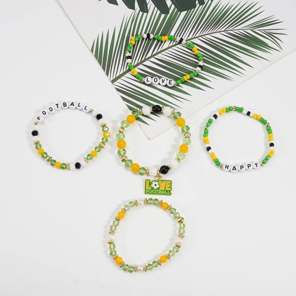 Lot de 5 bracelets empilables créatifs pour fans de football, motif chaussure verte, cadeau de football, personnalisable et modulable