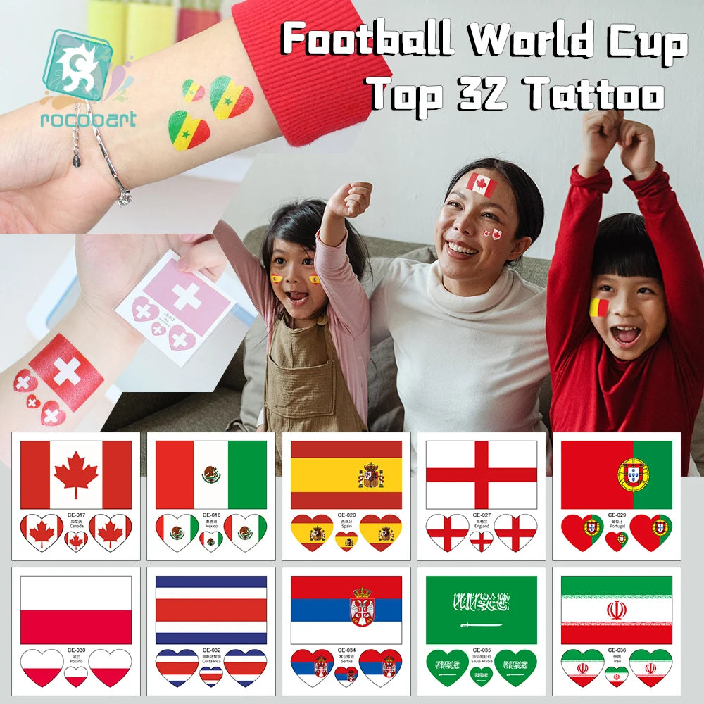 10 feuilles drapeau National tatouage temporaire visage bras hommes femmes faux Tatoo brésil russie amérique allemagne jeux de Football tatouages