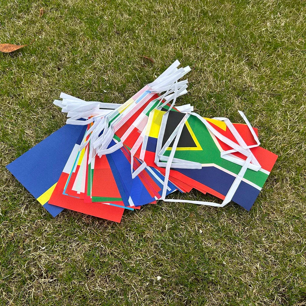 2026 Guirlande de drapeaux nationaux de pays du monde 14x21cm, 48 pièces, pour la Coupe du Monde de Football, décoration événementielle
