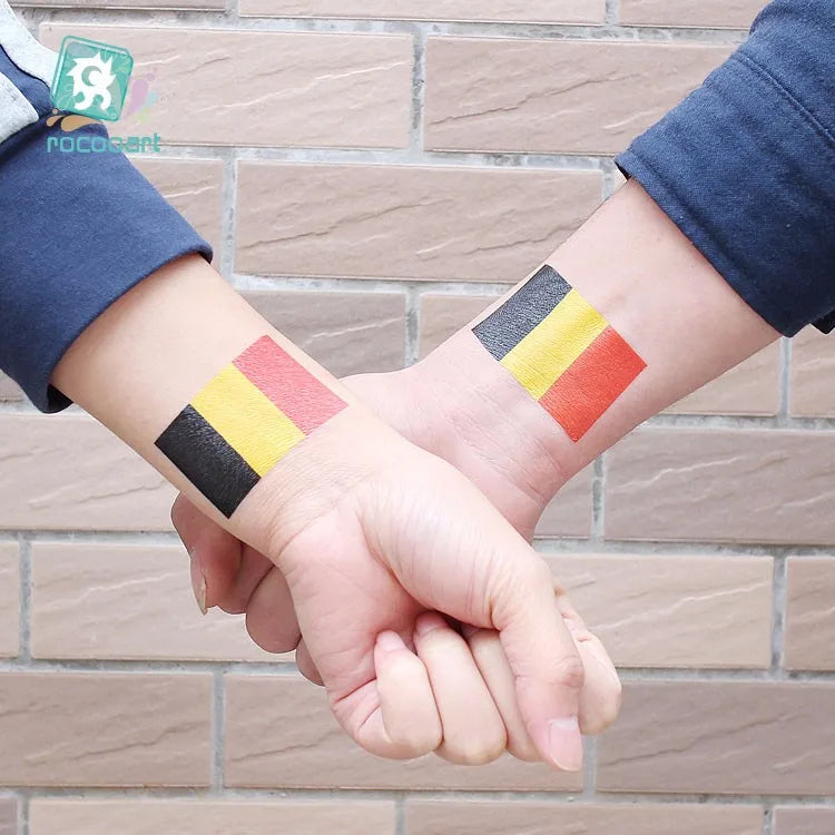 10 feuilles drapeau National tatouage temporaire visage bras hommes femmes faux Tatoo brésil russie amérique allemagne jeux de Football tatouages