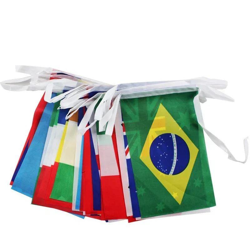 2026 Guirlande de drapeaux nationaux de pays du monde 14x21cm, 48 pièces, pour la Coupe du Monde de Football, décoration événementielle