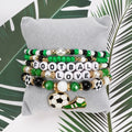 Lot de 5 bracelets empilables créatifs pour fans de football, motif chaussure verte, cadeau de football, personnalisable et modulable