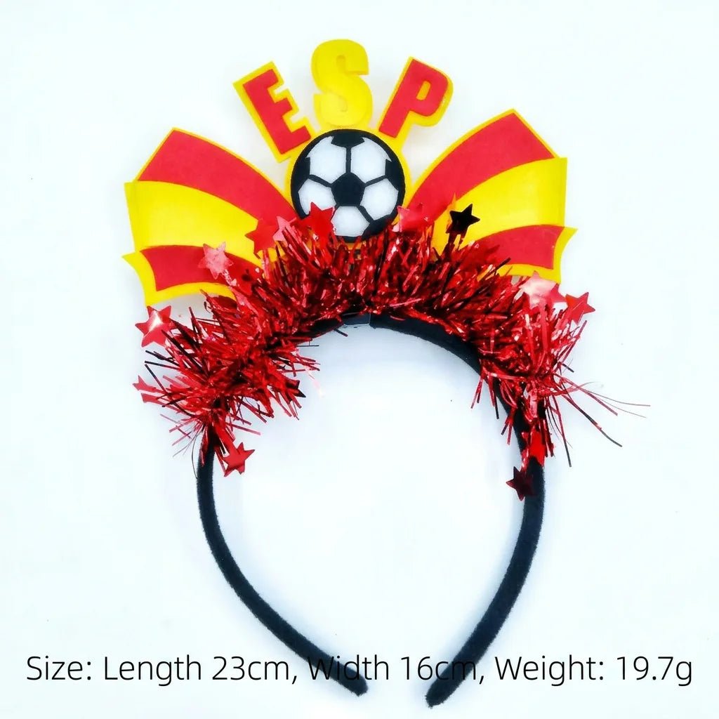 Serre-tête drapeau équipe nationale pour événement football 2026, accessoire de coiffure pour supporter de football et fan de cheerleading