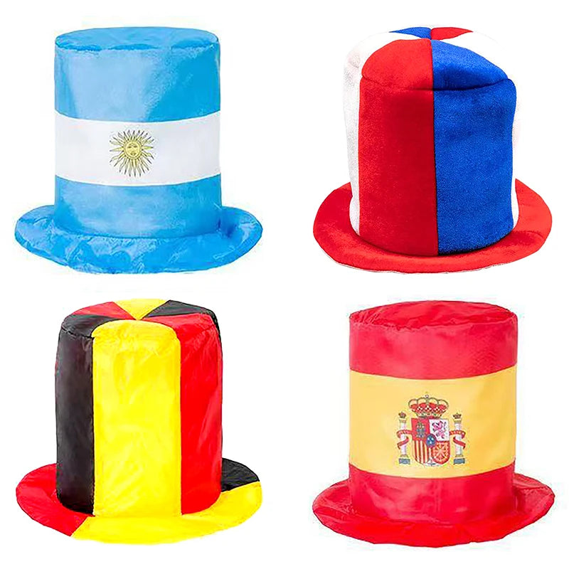 Chapeau de drapeau de l'équipe nationale des événements de football mondial, chapeau haut-de-forme pour les fans du tournoi de football, pour les carnaval et les célébrations de fête de football, 2026