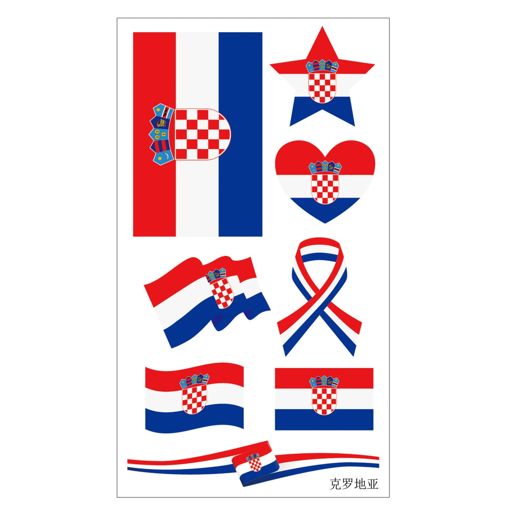 Tatouages/autocollants pour le visage pour les fans de football américain, accessoires de cheering pour événements, tatouage temporaire drapeau national, adapté aux adultes et aux enfants