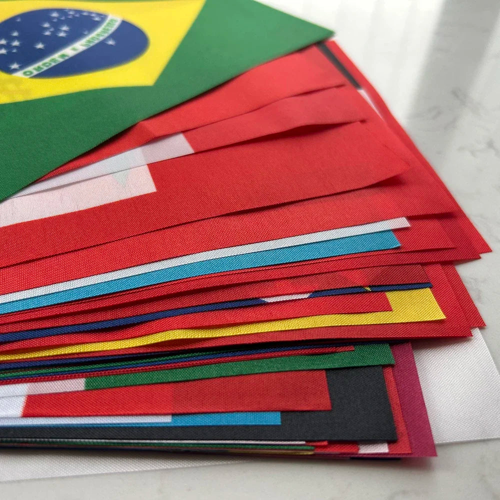 2026 Guirlande de drapeaux nationaux de pays du monde 14x21cm, 48 pièces, pour la Coupe du Monde de Football, décoration événementielle