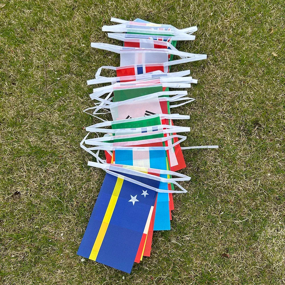 2026 Guirlande de drapeaux nationaux de pays du monde 14x21cm, 48 pièces, pour la Coupe du Monde de Football, décoration événementielle