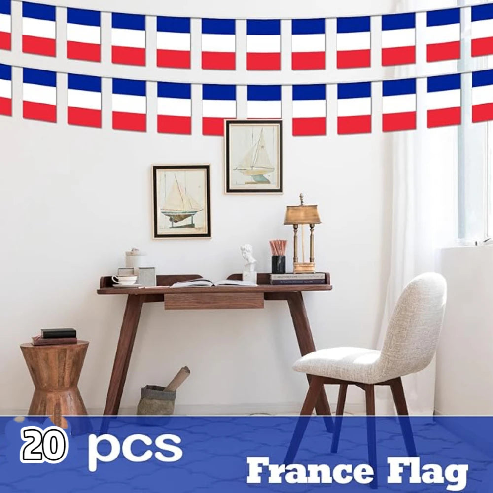 Guirlande de drapeau français de la coupe du monde 2026, 14x21cm, 20 pièces/ensemble