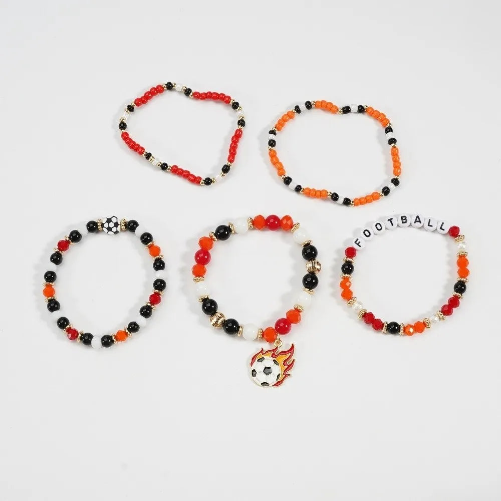 Lot de 5 bracelets empilables créatifs pour fans de football, motif chaussure verte, cadeau de football, personnalisable et modulable