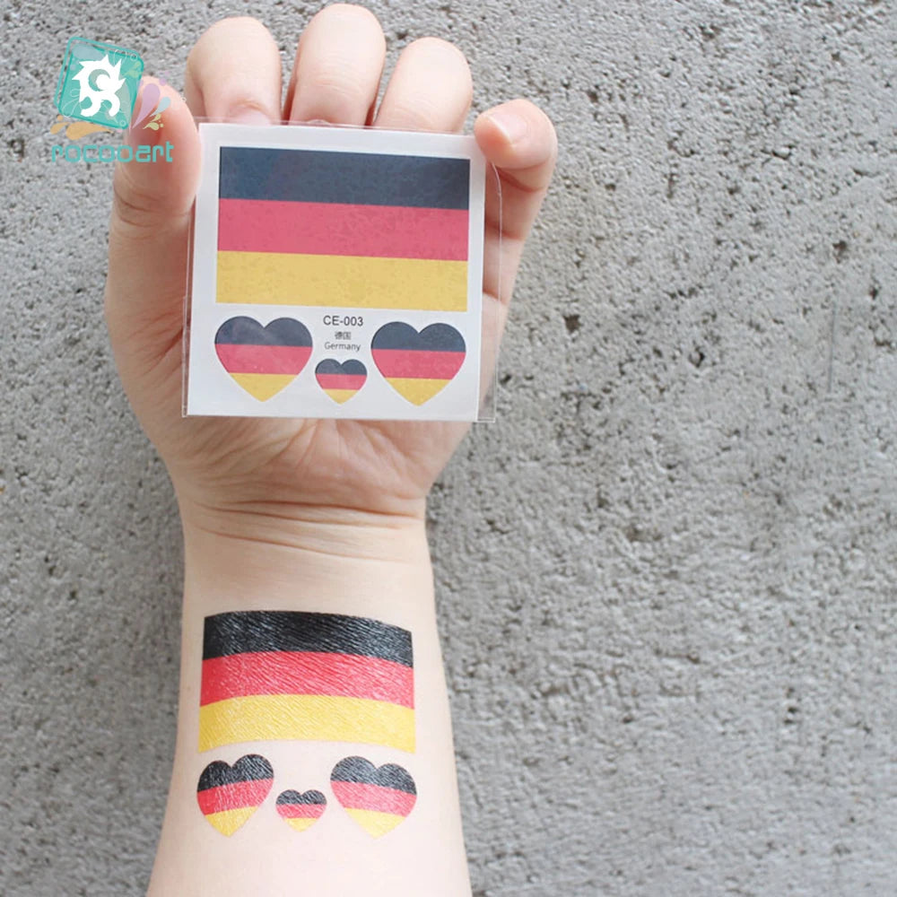 10 feuilles drapeau National tatouage temporaire visage bras hommes femmes faux Tatoo brésil russie amérique allemagne jeux de Football tatouages