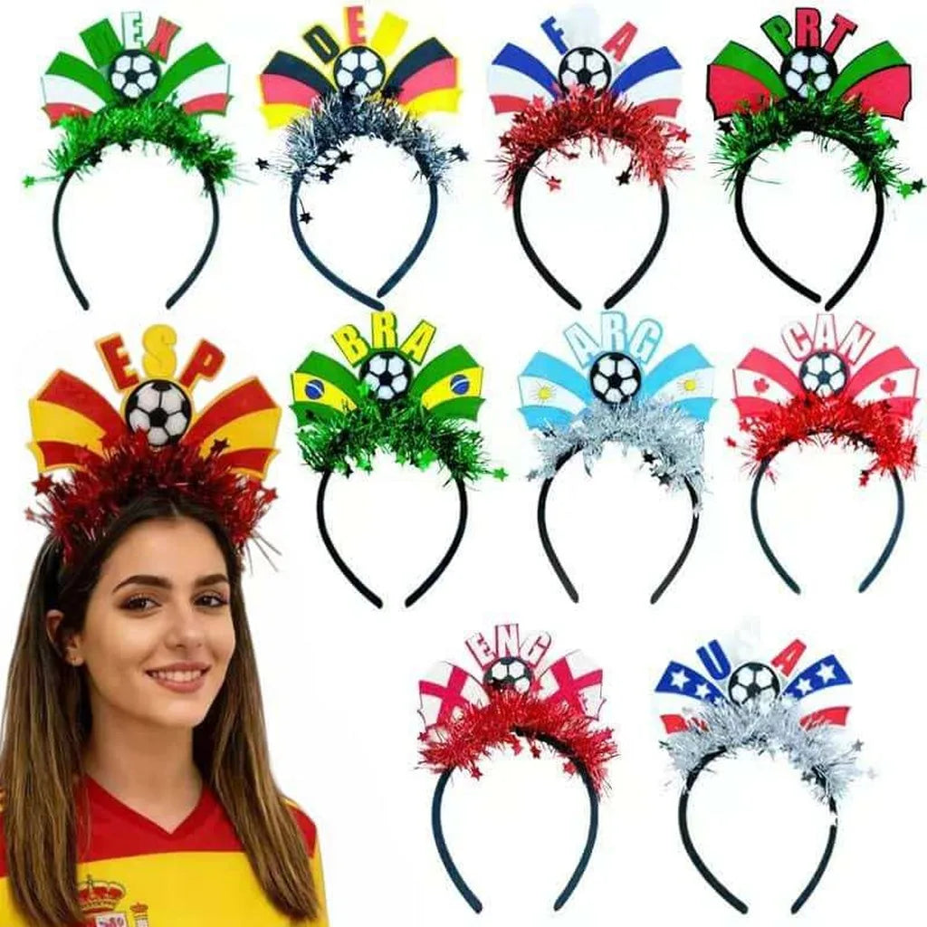 Serre-tête drapeau équipe nationale pour événement football 2026, accessoire de coiffure pour supporter de football et fan de cheerleading
