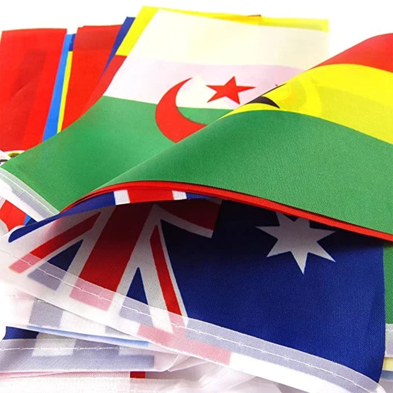 2026 Guirlande de drapeaux nationaux de pays du monde 14x21cm, 48 pièces, pour la Coupe du Monde de Football, décoration événementielle