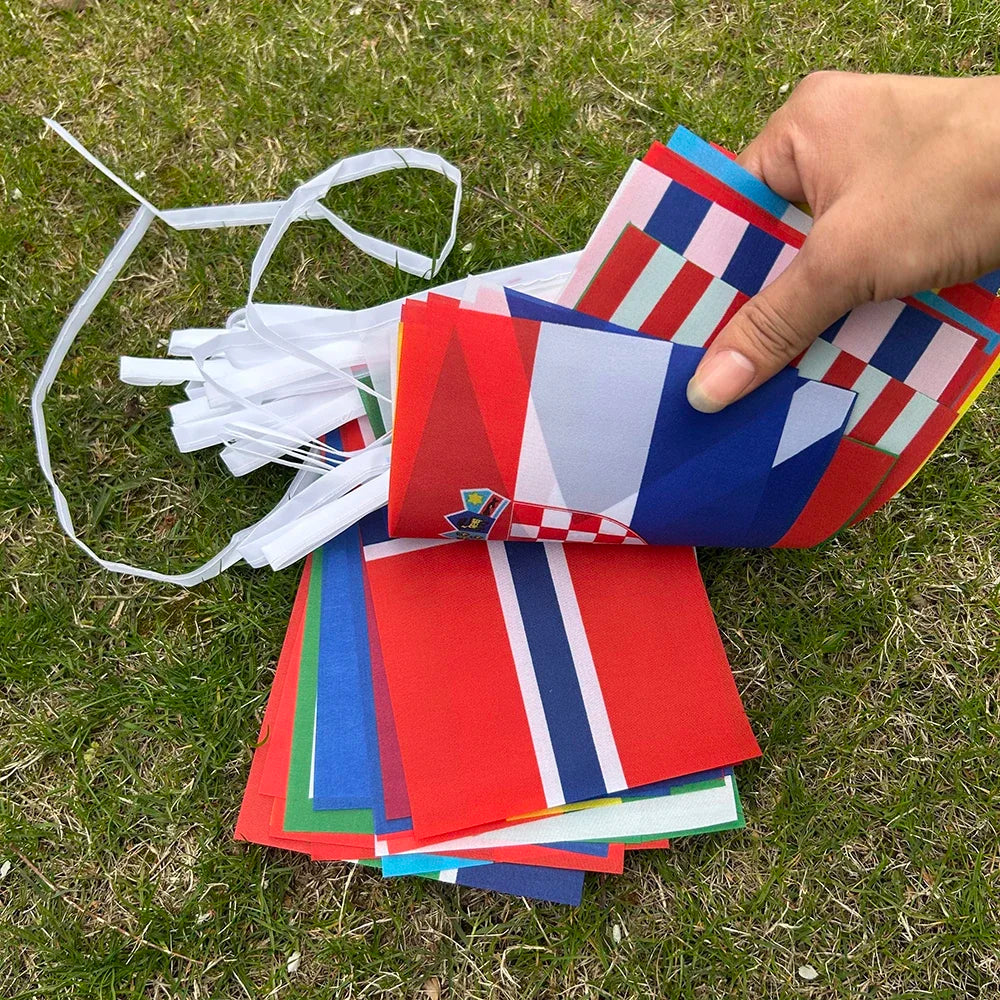 2026 Guirlande de drapeaux nationaux de pays du monde 14x21cm, 48 pièces, pour la Coupe du Monde de Football, décoration événementielle